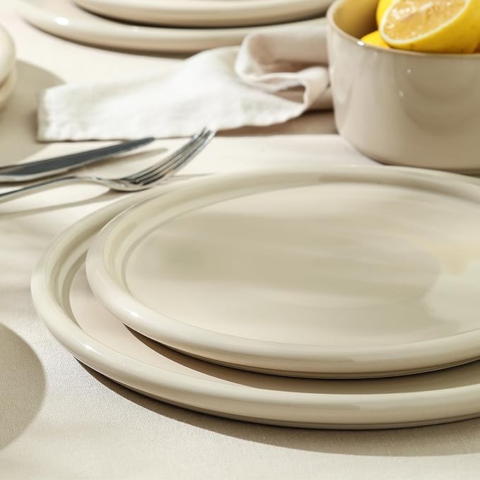 Stone Lain Eden 4-Piece Salad Plate Set Stoneware, Beige