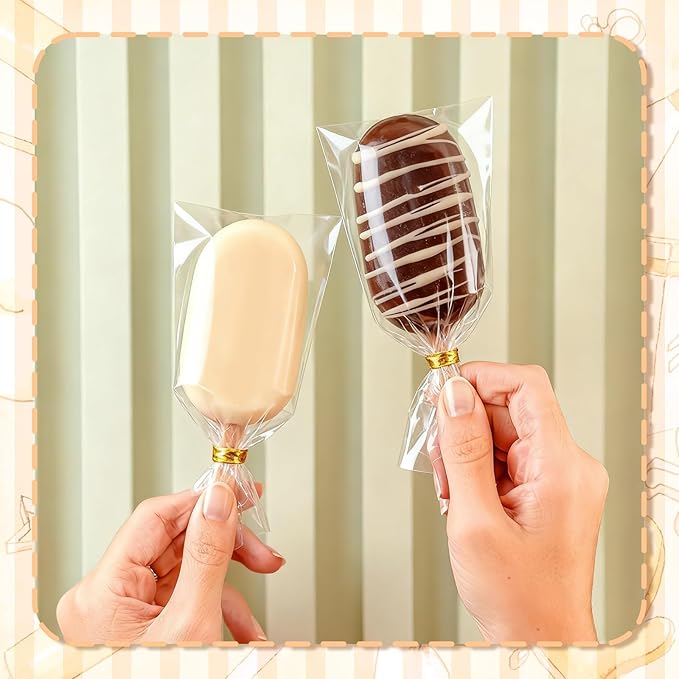 3 Inch Cakesicle Cutter and Cake Pop Mold Set with 8.7in Tray, 100 Wooden Sticks & 100 Bags, Silicone Cakesicle Mold for Homemade Cake Pops, Baking, Birthdays and Party Desserts (White)