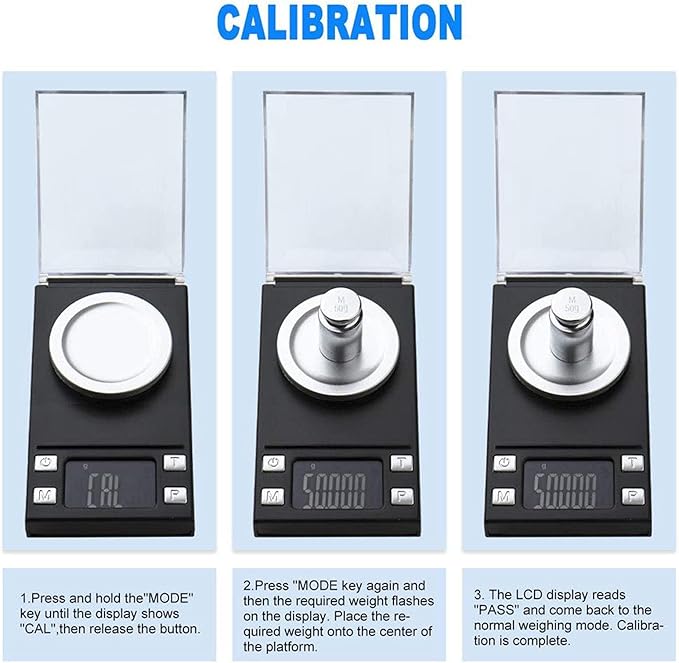 Milligram Scale 50g/0.001g,Precision Mini Carat Gram Scale for Powder Medicine,Jewelry,Gem,Reloading,Lab,Pocket Scale with Cal Weight,Professional Mg Scale with Tare,LCD Display,Powder Scoop