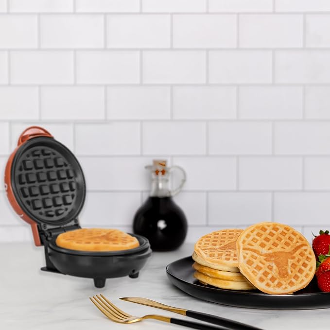 Uncanny Brands Texas Longhorns Mini Waffle Maker - Small Kitchen Appliance