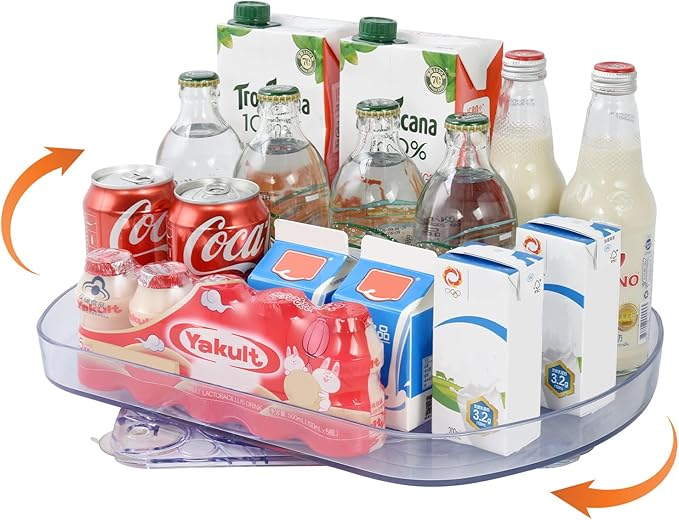 Lazy Susan Turntable Organizer for Fridge,15.7" Organization 360° Rotating Storage Tray Container Bins Spice Rack Cabinet Rotating Condiment for Pantry Countertop Kitchen Vanity Bathroom, Clear