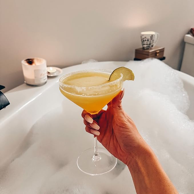 PURE MORA The Remy Coupe - Set of 4, 8oz Handblown Premium Crystal Martini Glasses for Cocktail, Gin & Tonic, Cosmopolitan, Manhattan, Bar, Fancy Mixology, etc. Modern Angle Drinking Glassware