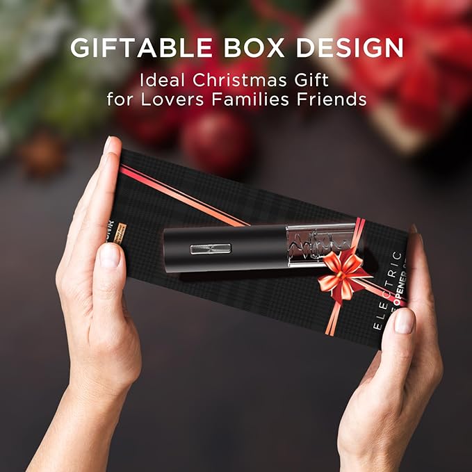 Electric Bottle Wine Opener Set, Automatic Electronic Corkscrew with Blue Led Indicator, Vacuum Stopper, Pourer, and Foil Cutter, Perfect for Home, Party and Wedding, Rechargeable