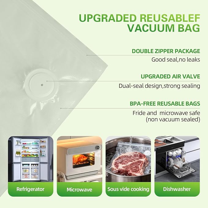 Handheld Vacuum Sealer with 30 Reusable Bags | 6X Longer Freshness, One-Touch Seal & Rechargeable | BPA-Free, Leak-Proof Bags for Meat, Meal Prep, Travel | Compact Food Saver