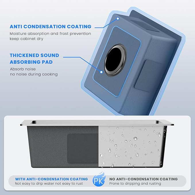 POPFLY 15×15 Inch Undermount Kitchen Sink, 18 Gauge 304 Stainless Steel Bar Sink, 15" Small Kitchen Mini Sink, Brushed Nickel Fregaderos De Cocina Modernos