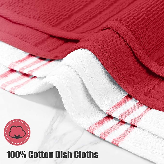 Oven Mitt and Pot Holders Sets, Quilted Cotton Terry Cloth,Non-Slip Pot Holder, Silicone Oven Mitt Heat Resistant, Oven Mittens 7.3"x14.2", Hot Pad 7"x10" & Dish Cloths 13"x25"