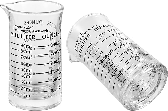 Ackers 3oz/90ml Glass Measuring Cup – Shot Glass with Double Scale-Ounce,Ml Markings for Kitchen & Bar(Black Line)