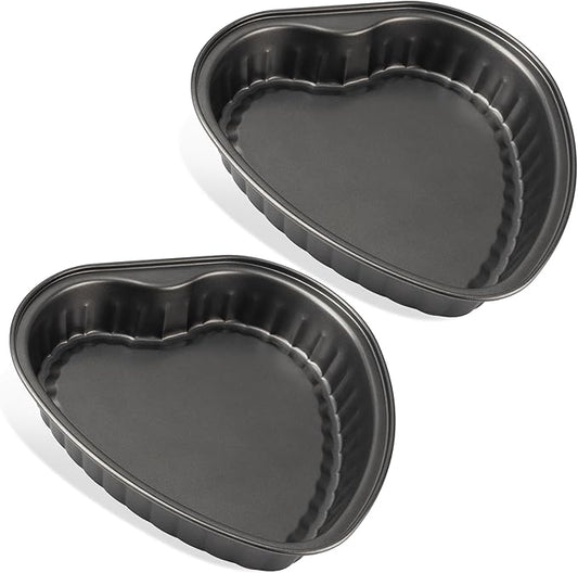 Tiawudi Heart Shaped Cake Pans, Large Heart Cake Pan, Nonstick Baking Molds, 9.5 Inch Cake Tins for Wedding, Birthday, Party & Family, Set of 2