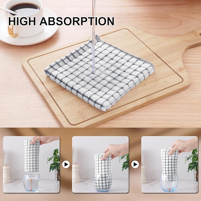 Kitinjoy Cotton 6 Pack Terry Kitchen Towels, 16 x 25 Inches Super Soft and Absorbent Dish Towels, Quick Drying Hand Towels for Kitchen Drying, Grey