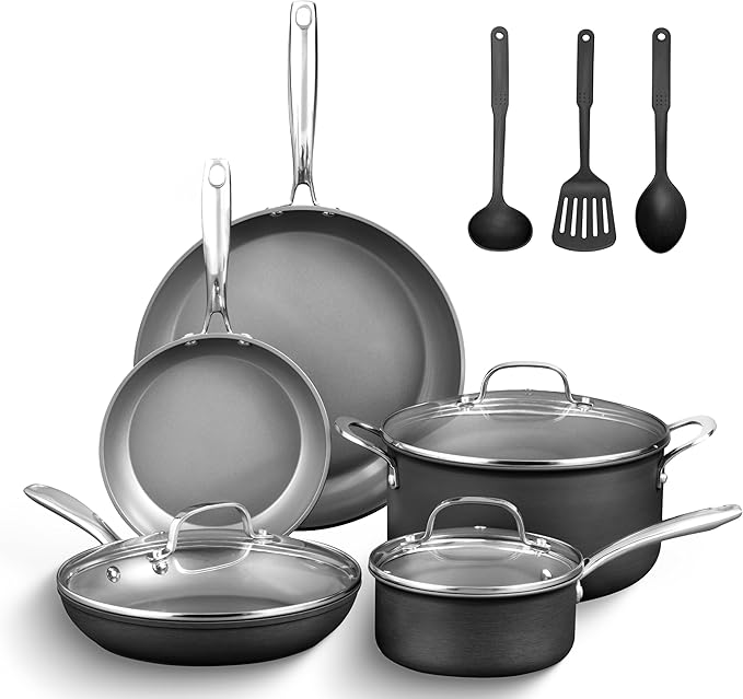 Granitestone 13 Pc Ceramic Pots and Pans Set Non Stick, Kitchen Cookware Sets, Pot and Pan Set Nonstick, Anodized Non Toxic Ceramic Cookware Set, Non Stick Pots and Pan Set, Oven & Dishwasher Safe