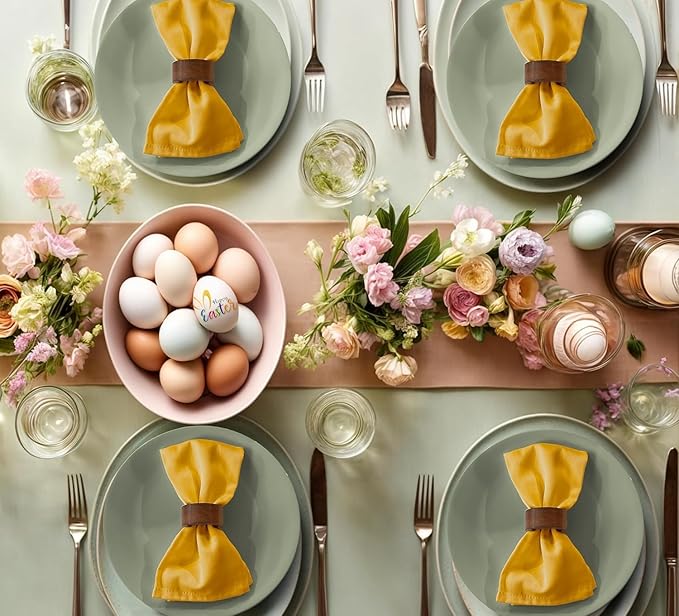 Ruvanti Cloth Napkins Set of 6, 18x18 Inches Napkins Cloth Washable, Soft, Durable, Absorbent, Cotton Blend. Table Dinner Napkins Cloth for Hotel, Lunch, Restaurant, Wedding Parties - Mustard