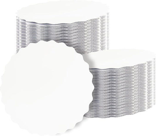 qiqee 8 Inch White Wave Cake Boards Round 15-Packs Circles Rounds Base Food-Grade Cardboard Wave Cake Plate（Thinner But Stronger）
