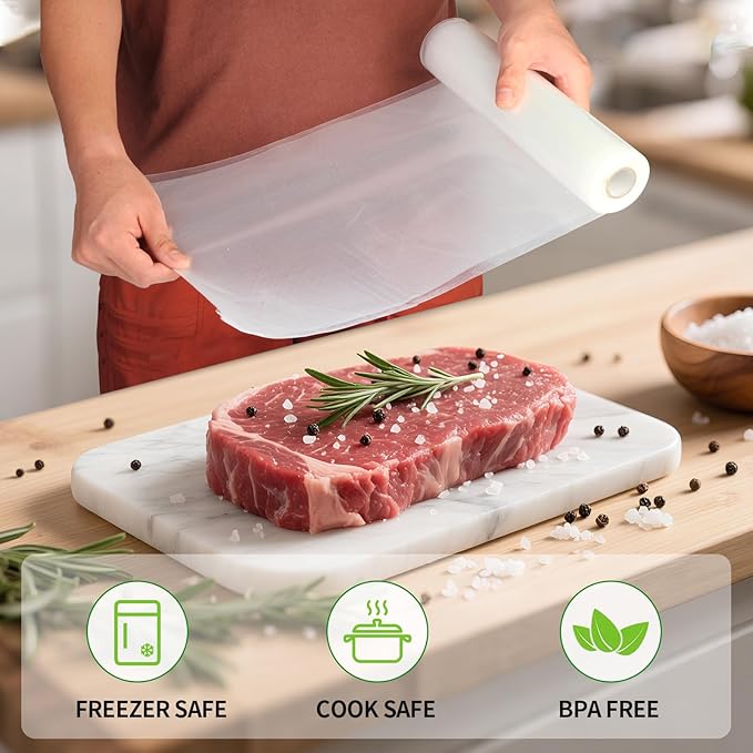 3 Rolls Vacuum Sealer Bags Compatible with Anova & Foodsaver Vacuum Sealer, Commercial Grade Vacuum Sealer Bags (11 in x 16.4 ft) BPA Free Food Vac Bags for Food Storage, Sous Vide