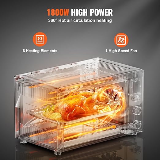 VEVOR Convection Toaster Oven, 28L/29.6Qt Large 10-IN-1 Multifunctional Convention Oven Countertop, 150F-450F Adjustable Compact Smart Oven with Trays Wire Racks Gloves, for Home Kitchen RVs etc