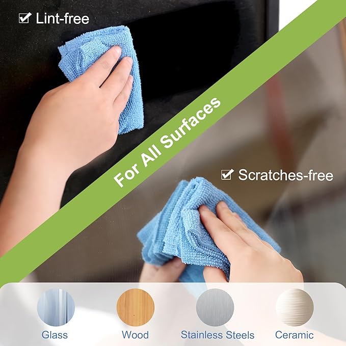 LIVOS 50 Pack Microfiber Cleaning Cloth in Box, Reusable Cleaning Rags, 11.5"x11.5", Edgeless Microfiber Wipes, Lint Free, Absorbent Shop Towels for Kitchen, Car, Glass (Blue)