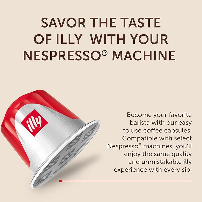illy Aluminum Espresso Coffee Pods - Compatible with Nespresso Machines - Classico Medium Roast - Mild & Balanced, Single Serve Capsules - 10 Count (Pack of 20)