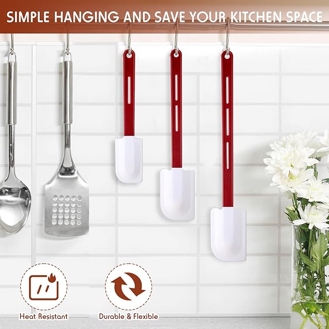 Norme 6 Pcs High Temp Silicone Spatulas Heat Resistant Rubber Spatula Commercial Silicone Scraper with Handle for Kitchen Cook Baking Mixing Utensil, Dishwasher Safe (10,14,16.5 Inch)