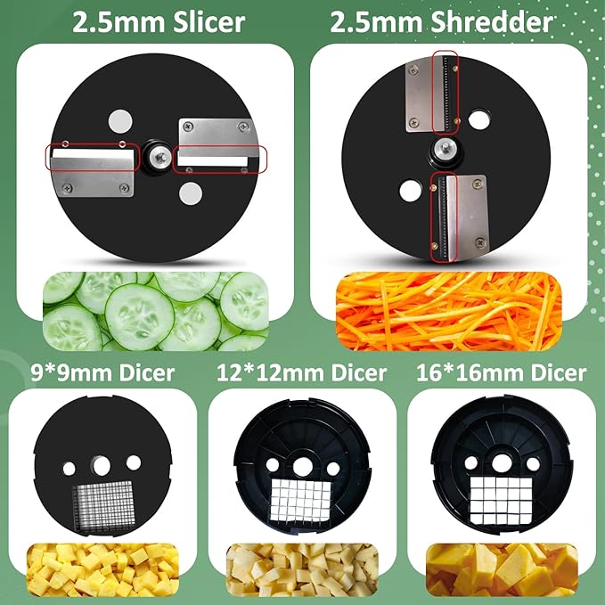 5 in 1 Electric Vegetable Chopper, Commercial Food Processor with 5 Blades, Vegetable Dicer Fruit Slicer, Multifunctional Shredder Slicer Dicer Machine, for Potato Onion Carrot