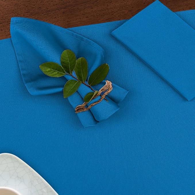 Ruvanti Cloth Napkins Set of 12, 18x18 Inches Napkins Cloth Washable, Soft, Durable, Absorbent, Cotton Blend. Table Dinner Napkins Cloth for Hotel, Lunch, Restaurant, Wedding Event, Parties - Blue