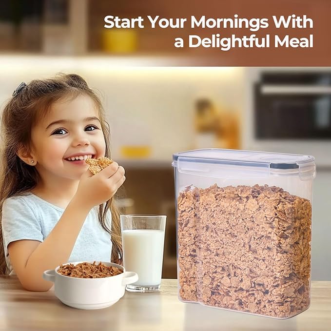 ComSaf 3 PCS Cereal Storage Containers Set, Airtight Food Containers with lid for Rice Pet food, Medium & Small Cereal Dispenser for Kitchen Pantry Organization (4L + 2.5L×2)
