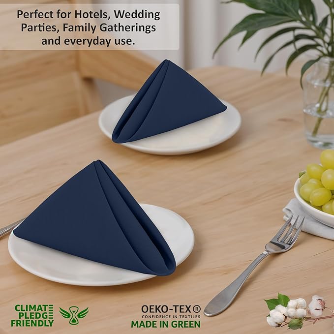 Ruvanti Cloth Napkins Set of 6, 18x18 Inches, 100% Cotton, Washable, Soft & Absorbent, Perfect for Wedding, Christmas, ‎Thanksgiving Dinners - Pageant Blue