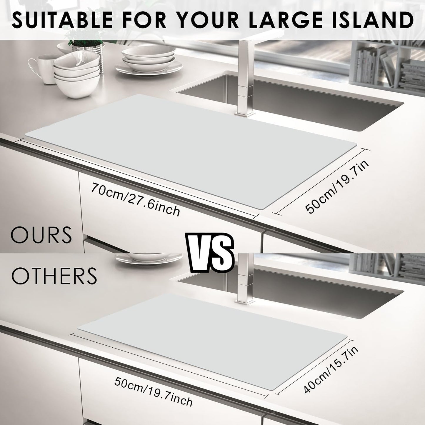 Extra Large Flexible Silicone Table Mats for Kids - Non-Slip, Waterproof, Heat Insulation Countertop Protector - Pastry Mat, 27.6''x19.7'' Gray, 1Pcs