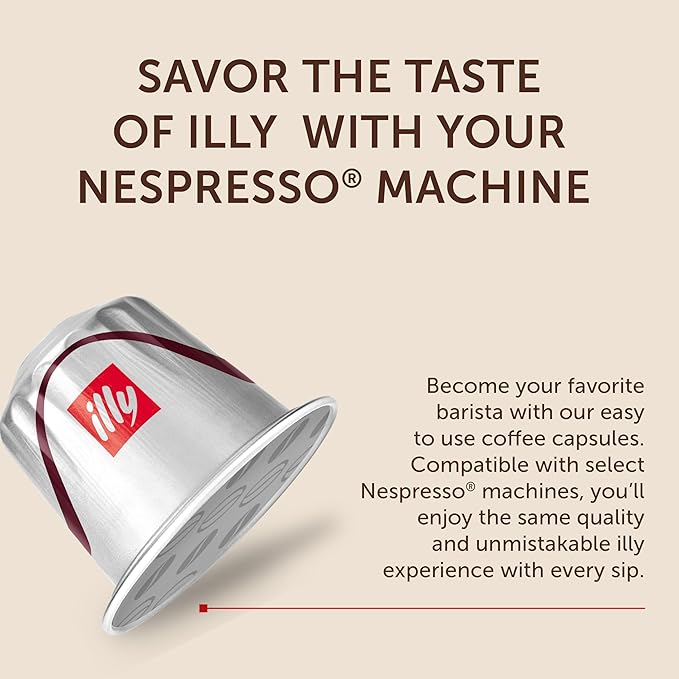illy Aluminum Espresso Capsules - Compatible with Nespresso Machines - Intenso Lungo Roast Coffee- Bold & Full of Flavor - Notes of Cocoa and Dried Fruit - Single Serve Capsules - 10 Count (Pack of 5)