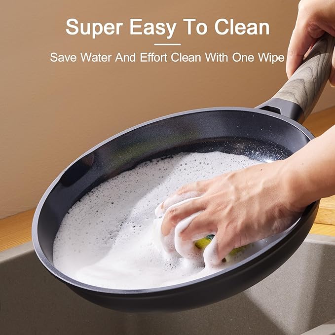 21Pcs Pots and Pans Set with Aluminum Lid, Nonstick Ti-Ceramic Cookware Sets, Induction Cookware Non Stick Cooking Set w/Frying Pans & Saucepans(PFOS, PFOA Free)-Black