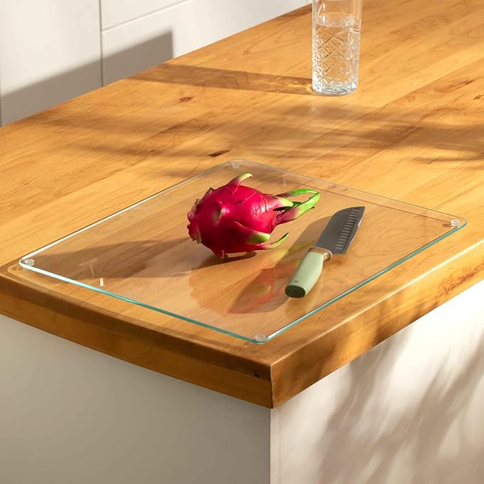 Tempered Glass Cutting Boards For Kitchen 16 x 18 - High Transparency for Countertop Protection, Scratch-Resistant, Heat-Resistant, Dishwasher safe(Large)