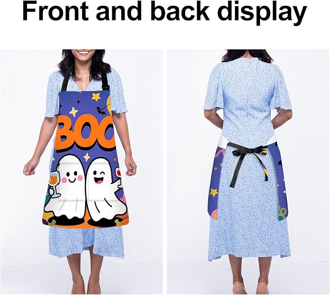 Halloween Apron Home Kitchen Cooking Baking Gardening for Women Men with Pockets waterproof 32x28 inch