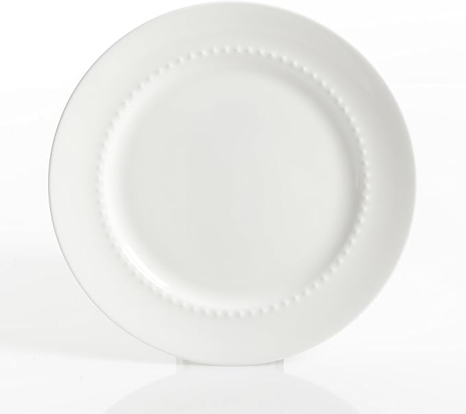 Gibson Elite Embossed Bone China 16-Piece Double Bowl Dinnerware Set, Service for 4 – White Elegant Plates and Bowls