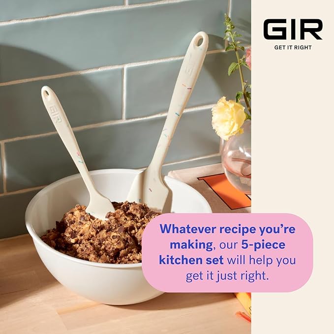 GIR: Get It Right 5-Piece Silicone Ultimate Kitchen utensils set - Ladle, Spatula, Flip, Spoon & Spoonula - Non toxic cooking utensils for Nonstick Cookware, Cooking and Baking - Mint