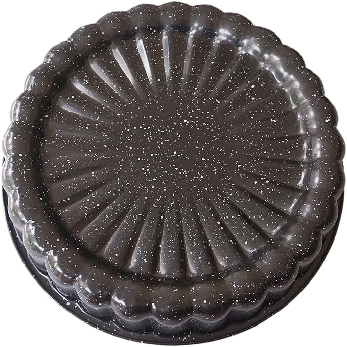 Charlotte Cake Pan 10 Inch, Flower Shaped Charlotte Mold Pan, Carboon Steel Round Cake Molds for Baking, Nonstick Special Bakeware - Black