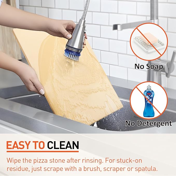 Pizza Stone for Grill 20 x 13.5 Inch, Rectangular Large Baking Stone for Bread Thermal Shock Resistant BBQ Grilling Pizza Pan Cordierite Oven Cooking Pan With PE Scraper