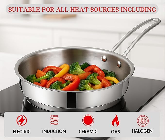 Vinod Classique Deluxe 2-Pc Stainless Steel Cookware Set – 16 cm Saucepan & 20 cm Frypan, Extra-Deep Design, Riveted Handles, Induction & Gas Compatible, Dishwasher Safe