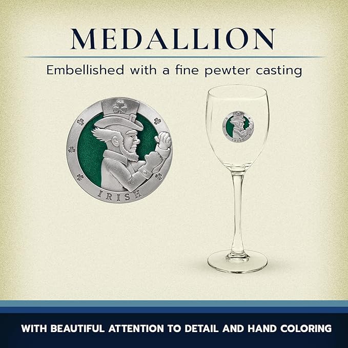 Heritage Pewter Irish Fighter Glass Goblets – Set of 2 | 12 OZ Goblet Wine Glasses | Expertly Crafted Pewter Glass