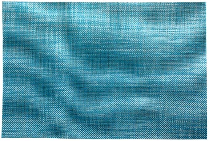 Restaurantware Carmel Mesh 16 x 12 Inch Table Placemats Set Of 6 Woven Washable Placemats - Heat Tolerant No Stain Blue Vinyl Kitchen Placemats With Pearl Threads Easy To Clean