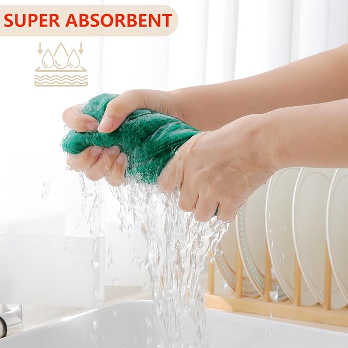 Homaxy 100% Cotton Waffle Weave Kitchen Dish Cloths, Ultra Soft Absorbent Quick Drying Dish Towels, 12 x 12 Inches, 6-Pack, Dark Green