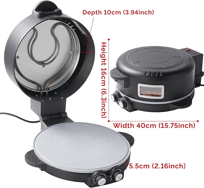 12" Electric Pizza Oven-Countertop Pizza Maker with Timer &Temperatures Control, Perfect for Pizzas/Pancake/Quesadillas/Cookies (black)