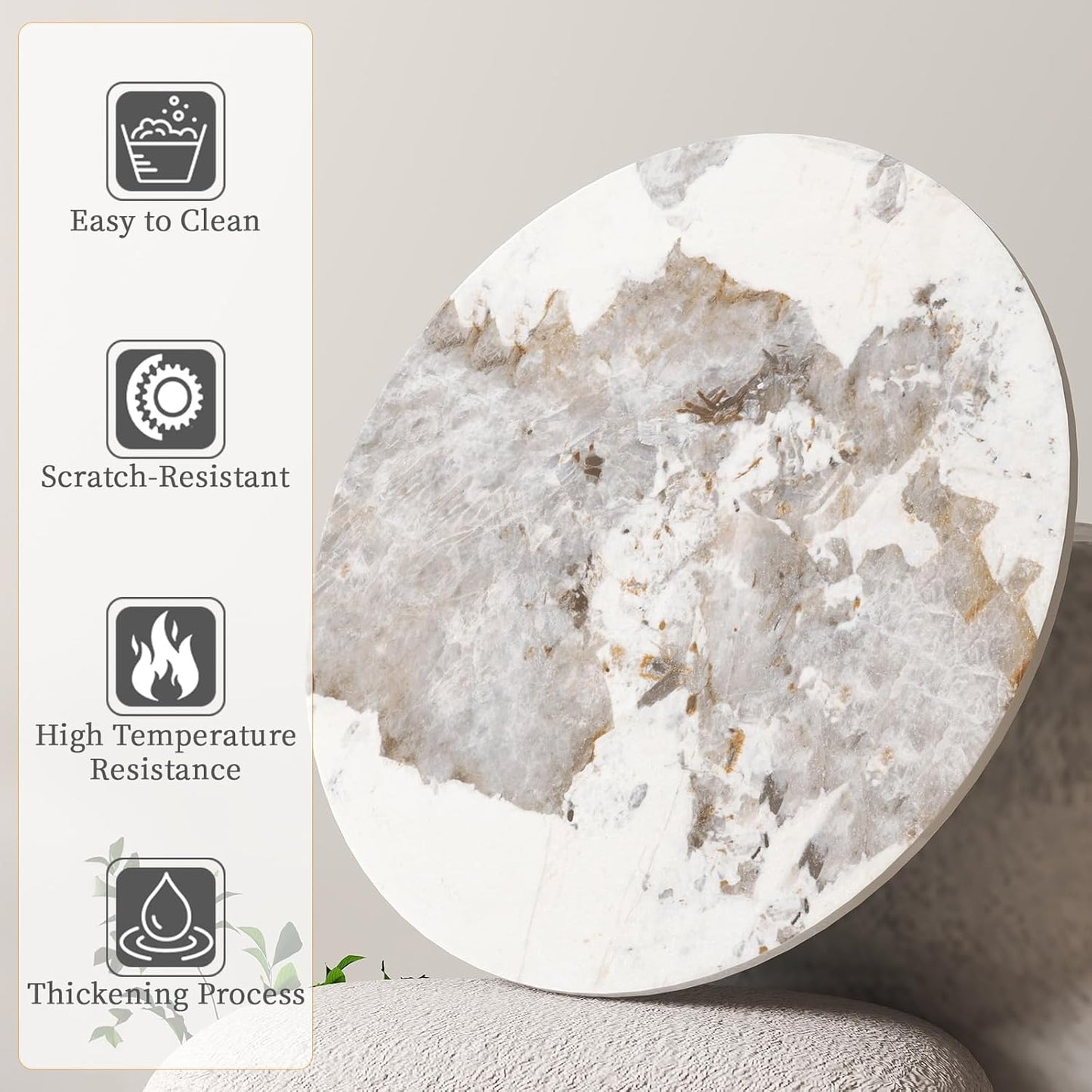 19.69" Lazy Susan for Table Top Sintered Stone Rotating Serving Tray for Dining Table, Kitchen Lazy Susan Organizer Spinning Rotating Food Server Party Centerpieces