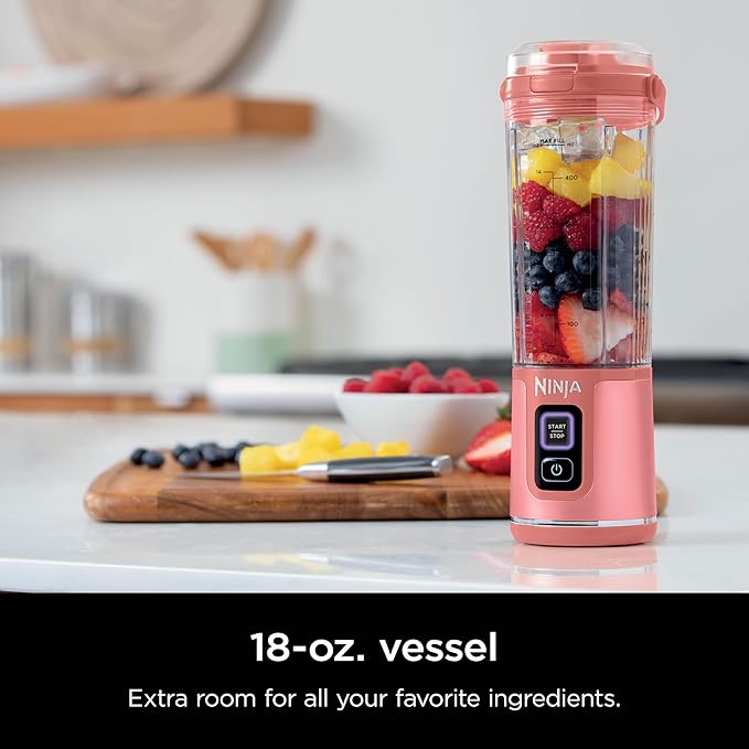 Ninja Blast Portable Blender, Cordless, 18oz. Vessel, Personal Blender for Shakes & Smoothies, BPA Free, Leakproof Lid & Sip Spout, USB-C Rechargeable, Dishwasher Safe Parts, Red Clay, BC151RY
