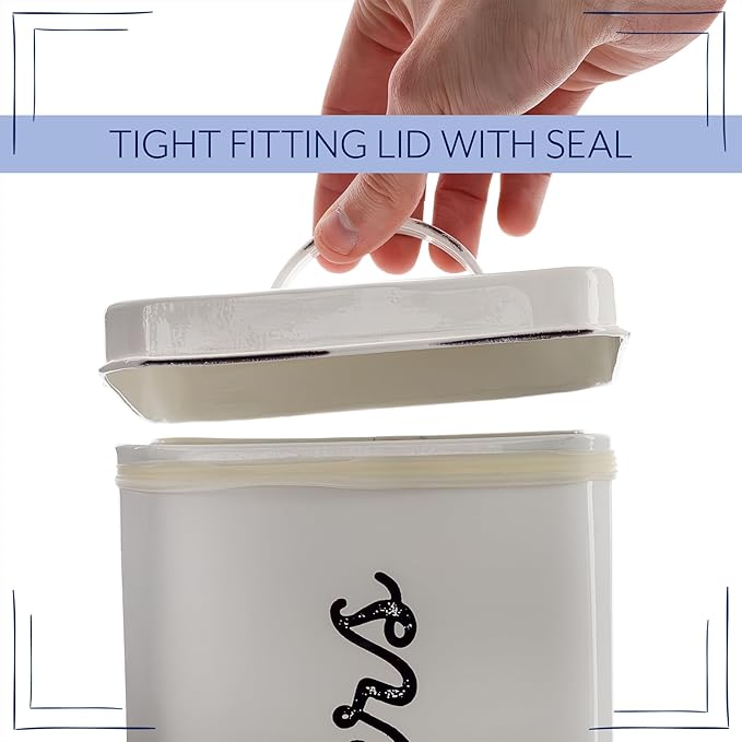 AuldHome Design Rustic White Cracker Tin; Square Enamelware Classic Cracker Canister