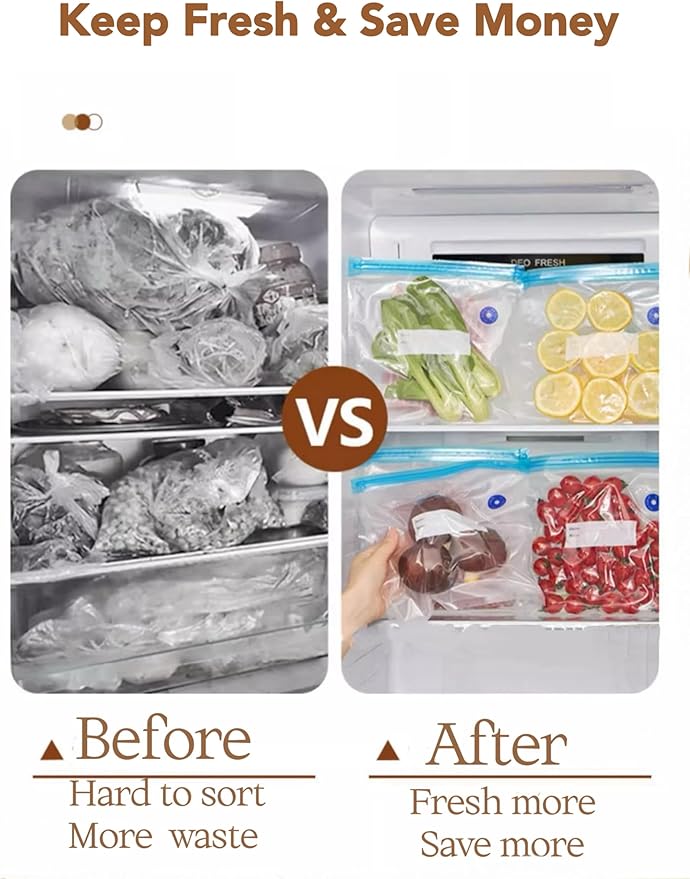 Sous Vide Bags-BPA-Free Reusable Vacuum Seal Bags for Food Storage Food Freezing safe Reseal Vacuum Storage Bag for Sous Vide Cooking-HOMYLAND 13.4 * 10.2(Large 18pcs)