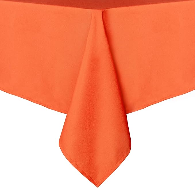 sancua Rectangle Tablecloth - 70 x 108 Inch - Stain and Wrinkle Resistant Washable Polyester Table Cloth, Decorative Fabric Table Cover for Dining Tables, Buffet Parties and Camping, Orange