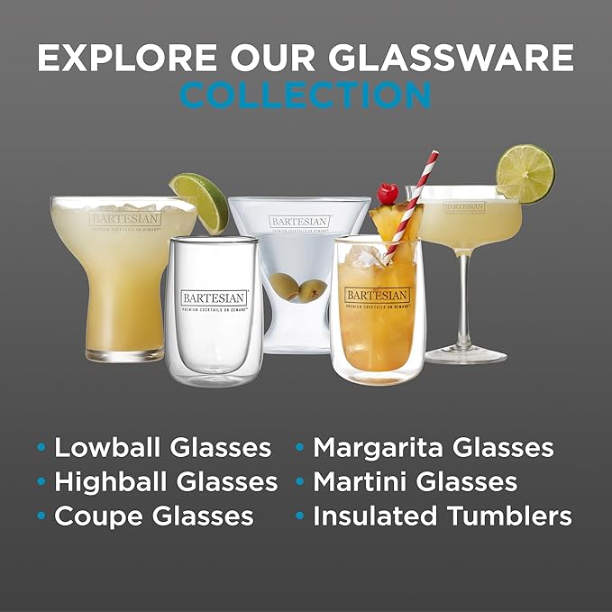 Bartesian Cocktail Glass Sets - Highball Drinking Glassware for Cocktails & Mocktails - Bar Glasses for Martini, Margarita, Pina Colada, Whiskey Sour, Old Fashioned - Set of 2