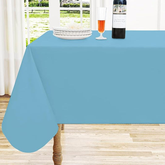 homing Rectangle Vinyl Tablecloth, Waterproof Spillproof Plastic Flannel Backed Table Cloth, Wipe Clean Table Cover for Dining, Buffet Parties and Camping (Aquamarine, 54" x 78")