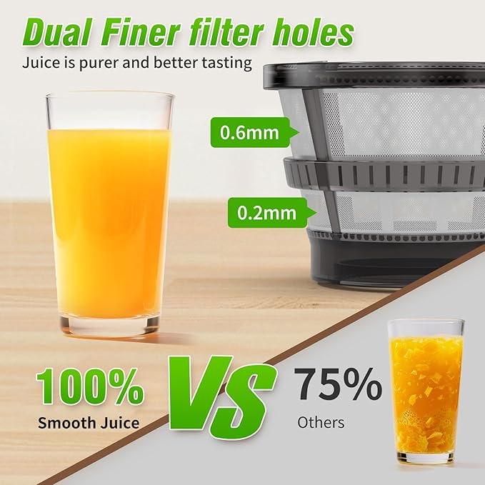 VENNXE Cold Pressed Juicer, Slow Masticating Juicers Machines for Vegetable and Fruits, Easy to Clean Juice Extractor with 50 oz Capacity and 5.7" Extra Large Feed Chute, BPA Free Electric Juice Maker