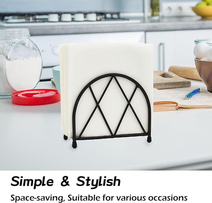 Black Napkin Holder for Table, Modern Minimalist Large Metal Napkin Holder for Home Kitchen Restaurant Cocktail Bar Décor