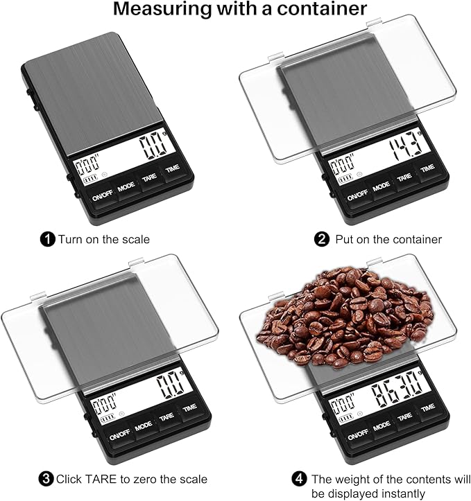 MAXUS Espresso Scale with Timer 1000g/0.1g Drip Coffee Scale, Small and Handy Barista Scale, Brew Drip Tray Coffee Scale, Backlit LCD for Fast and Accurate Reading, Convenient Digital Pocket Scale