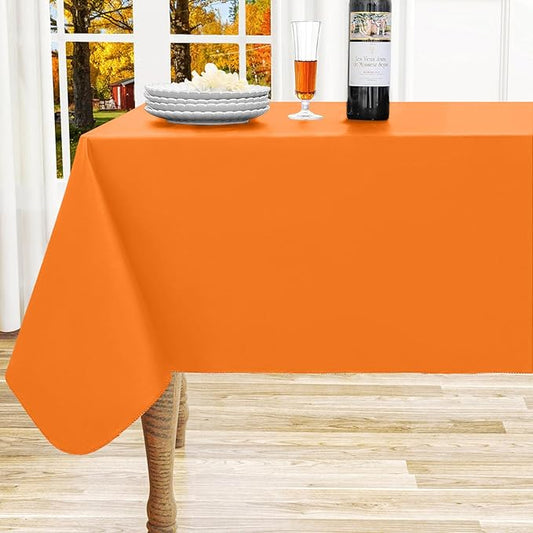 homing Rectangle Vinyl Tablecloth, Waterproof Spillproof Plastic Flannel Backed Table Cloth, Wipe Clean Table Cover for Dining, Buffet Parties and Camping (Orange, 52" x 70")